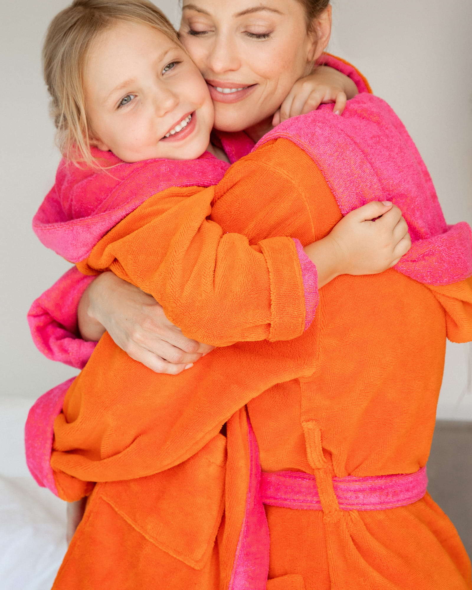 Vossen Bademäntel unisex Kapuze Poppy electric orange/prim rose - 0033 - XL