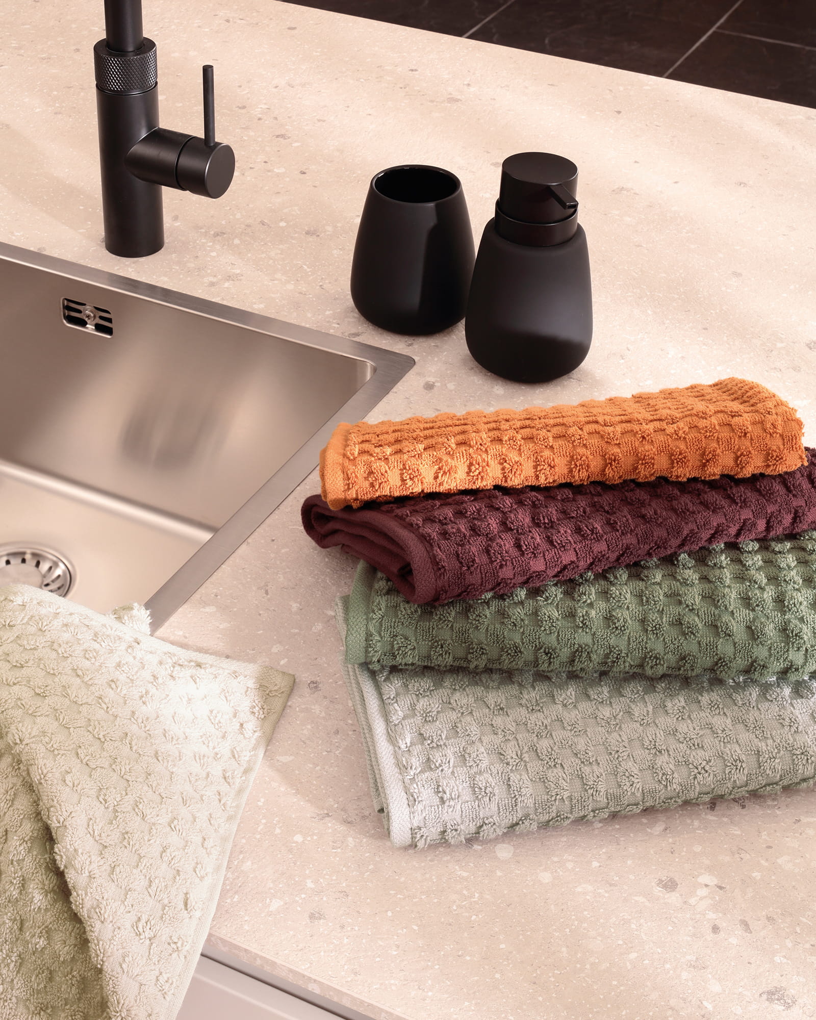 Cawö Küchenhandtücher Cuisine Pro Uni 520 oliv - 497 - 50x50 cm