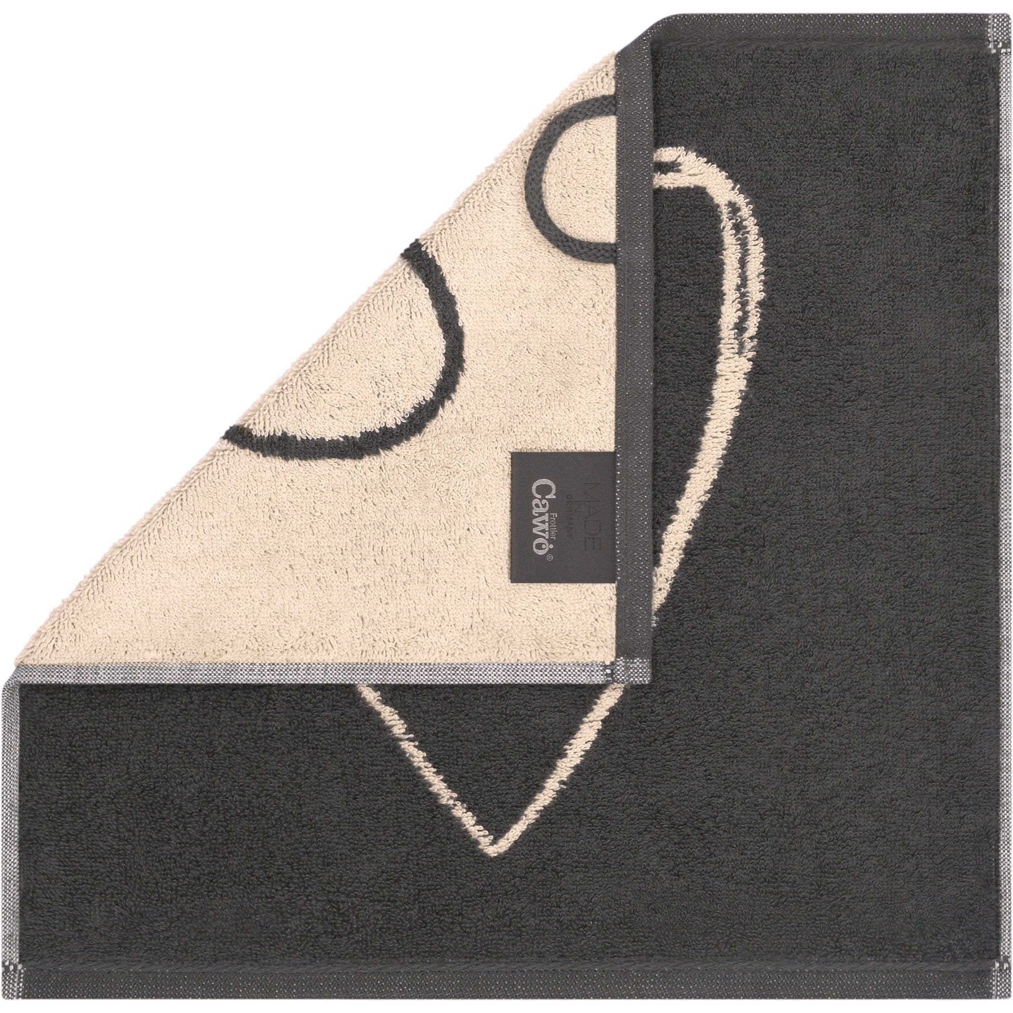 Cawö Seiftücher Heart Beats You & Me 6285 3er Set natur/basalt - 37 - Seiflappen 30x30 cm