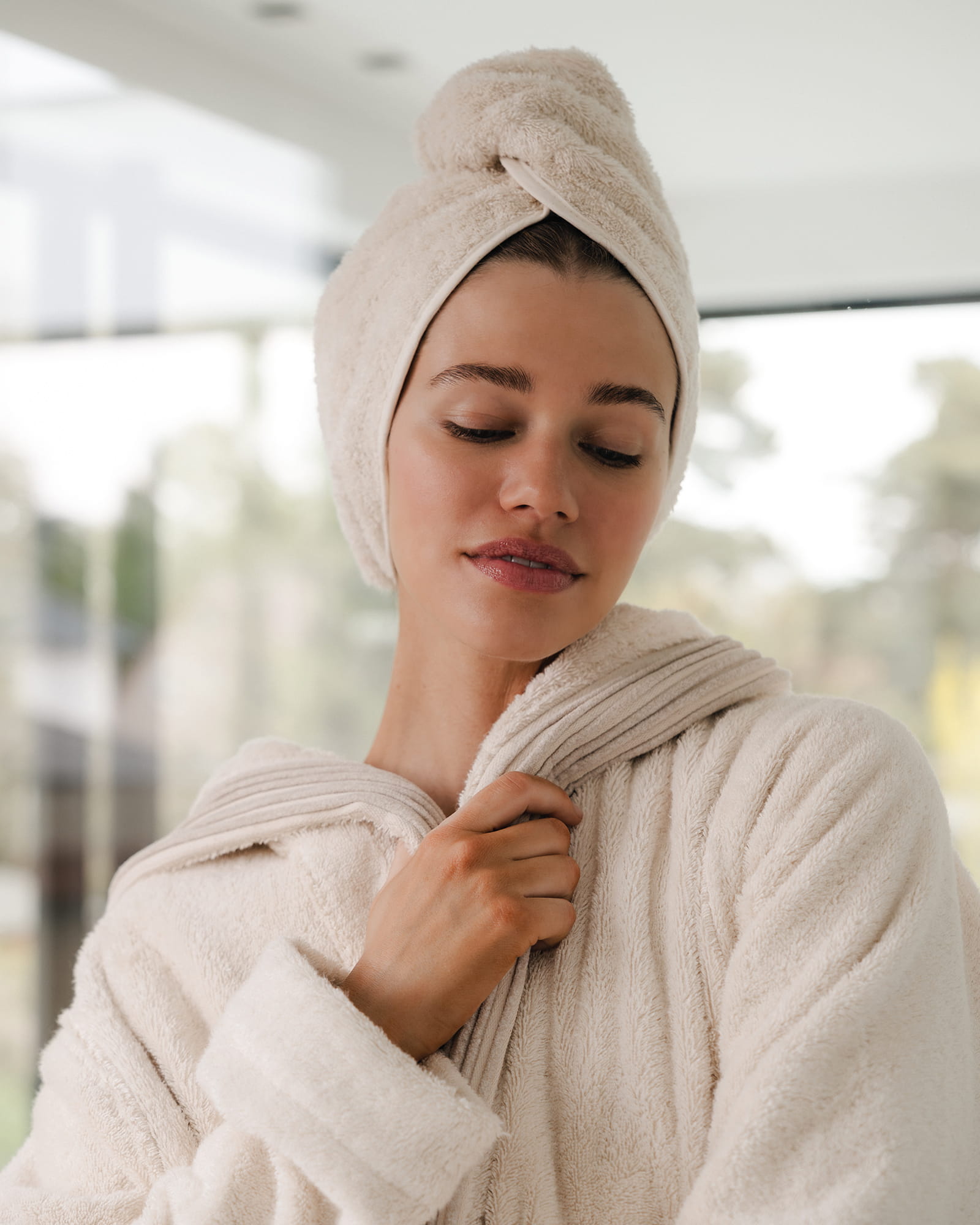 Möve Bademantel Kapuze Wellness (extralang) - Farbe: natur - 869