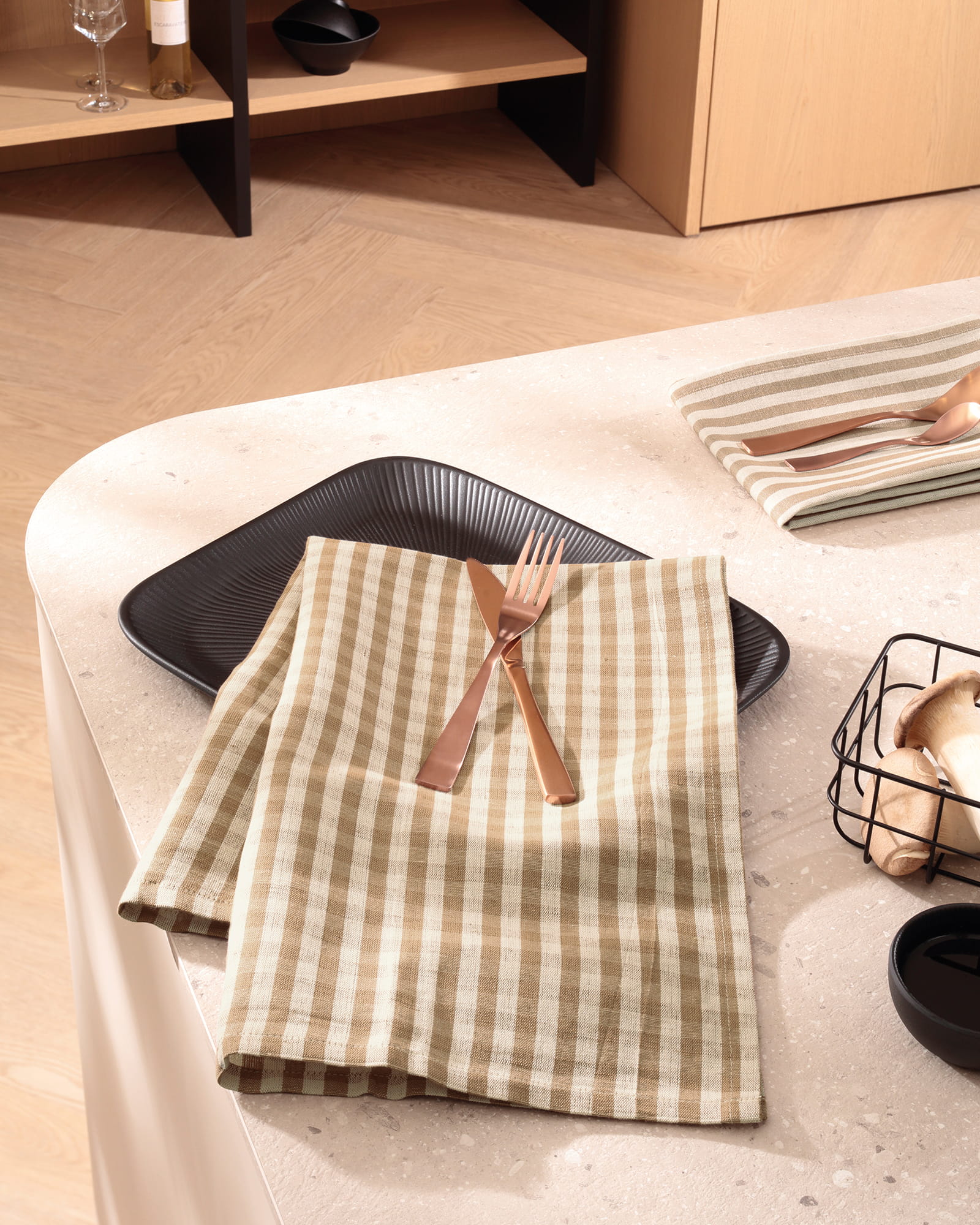 Cawö Home Geschirrtücher Linen Classics Karo 538 natur - 33 - 50x70 cm