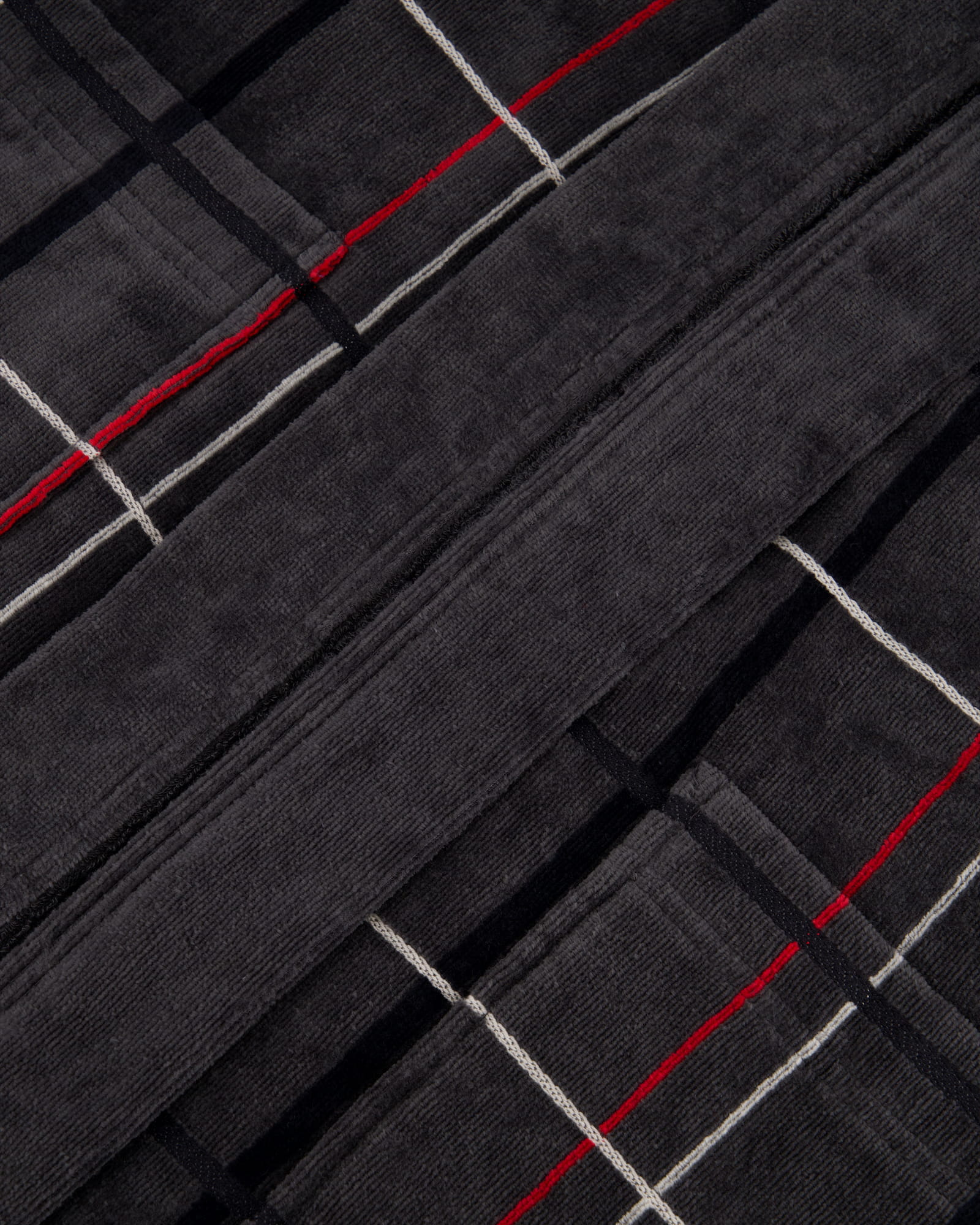 Cawö Herren Bademantel Kimono 4853 - Farbe: anthrazit-rot - 79