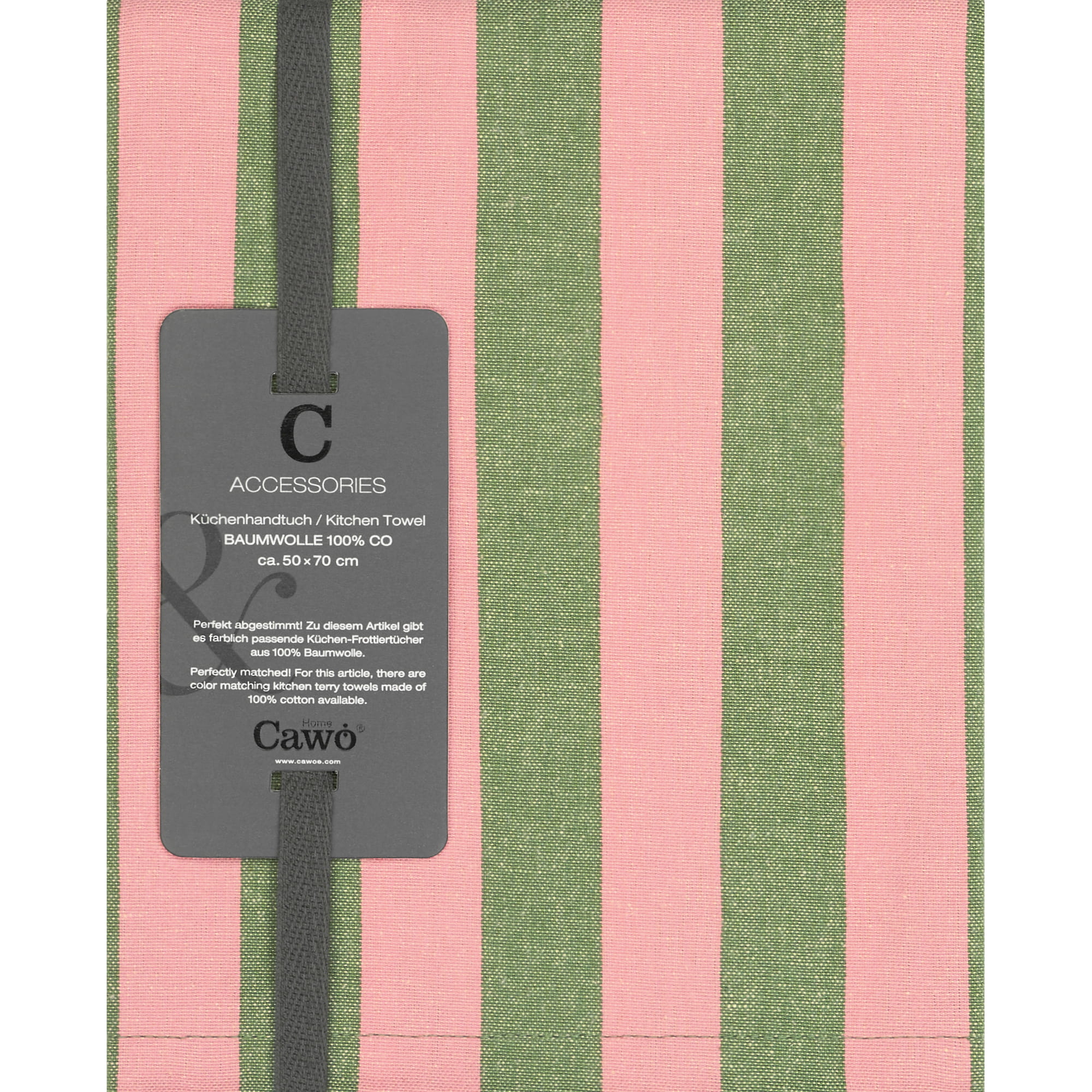 Cawö Home Geschirrtücher Prints & Stripes Streifen 546 oliv/rosa - 24 - 50x70 cm