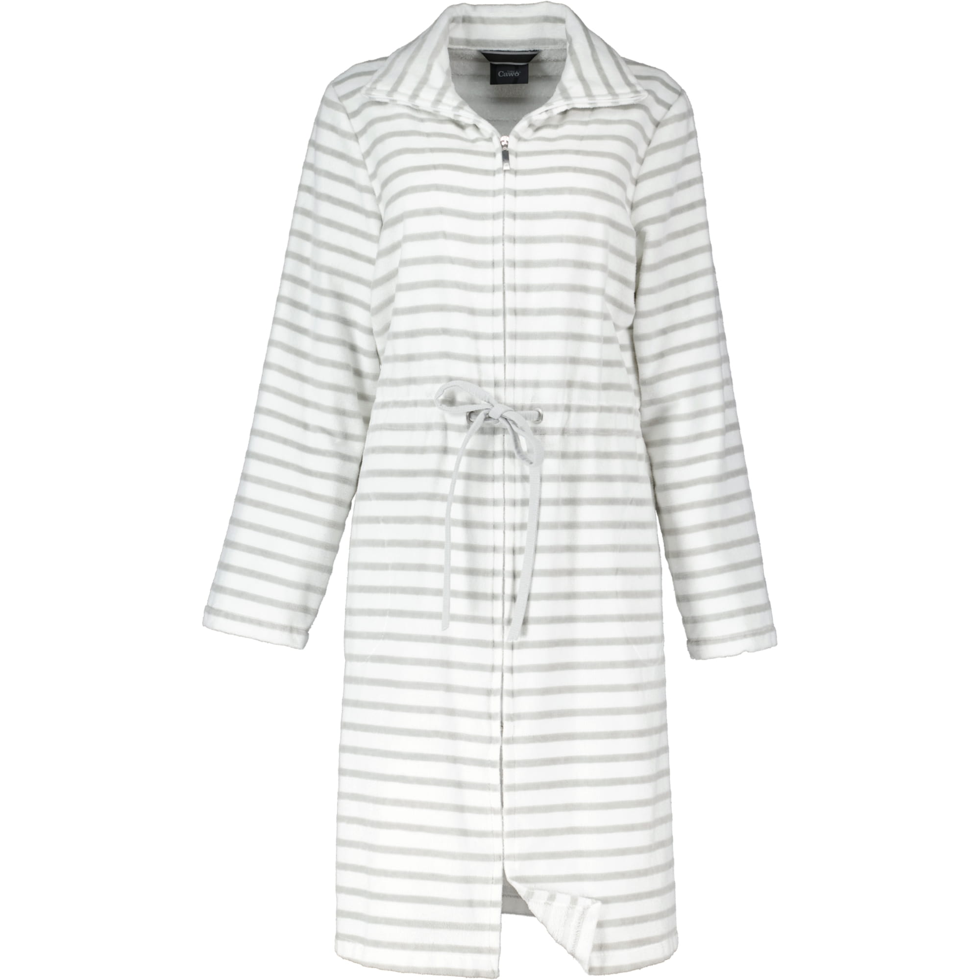 Cawö - Damen Bademantel Reißverschluss Breton 6597 - Farbe: silber - 76