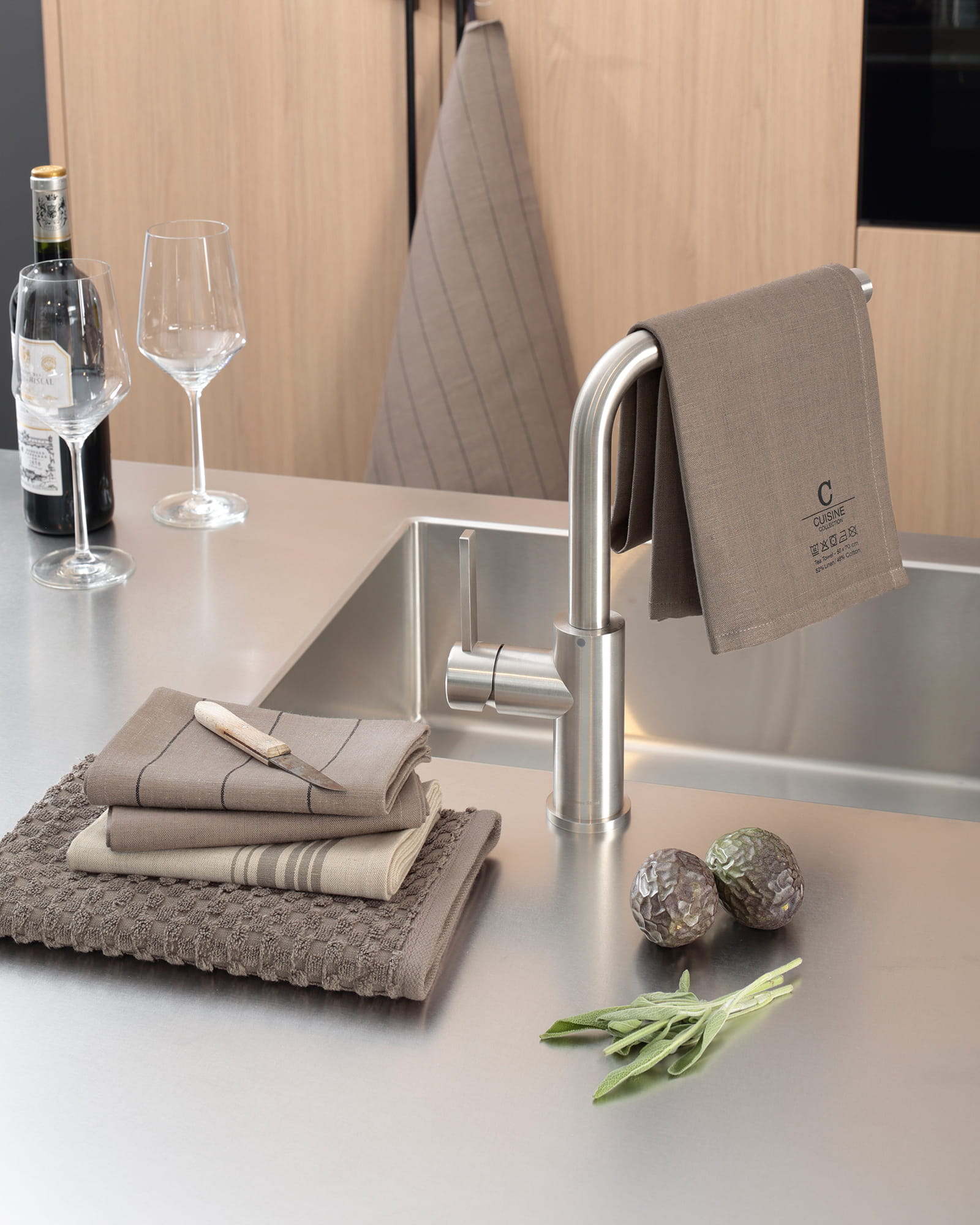 Cawö Home Geschirrtücher Cuisine Nature Streifen 532 muskat - 33 - 50x70 cm