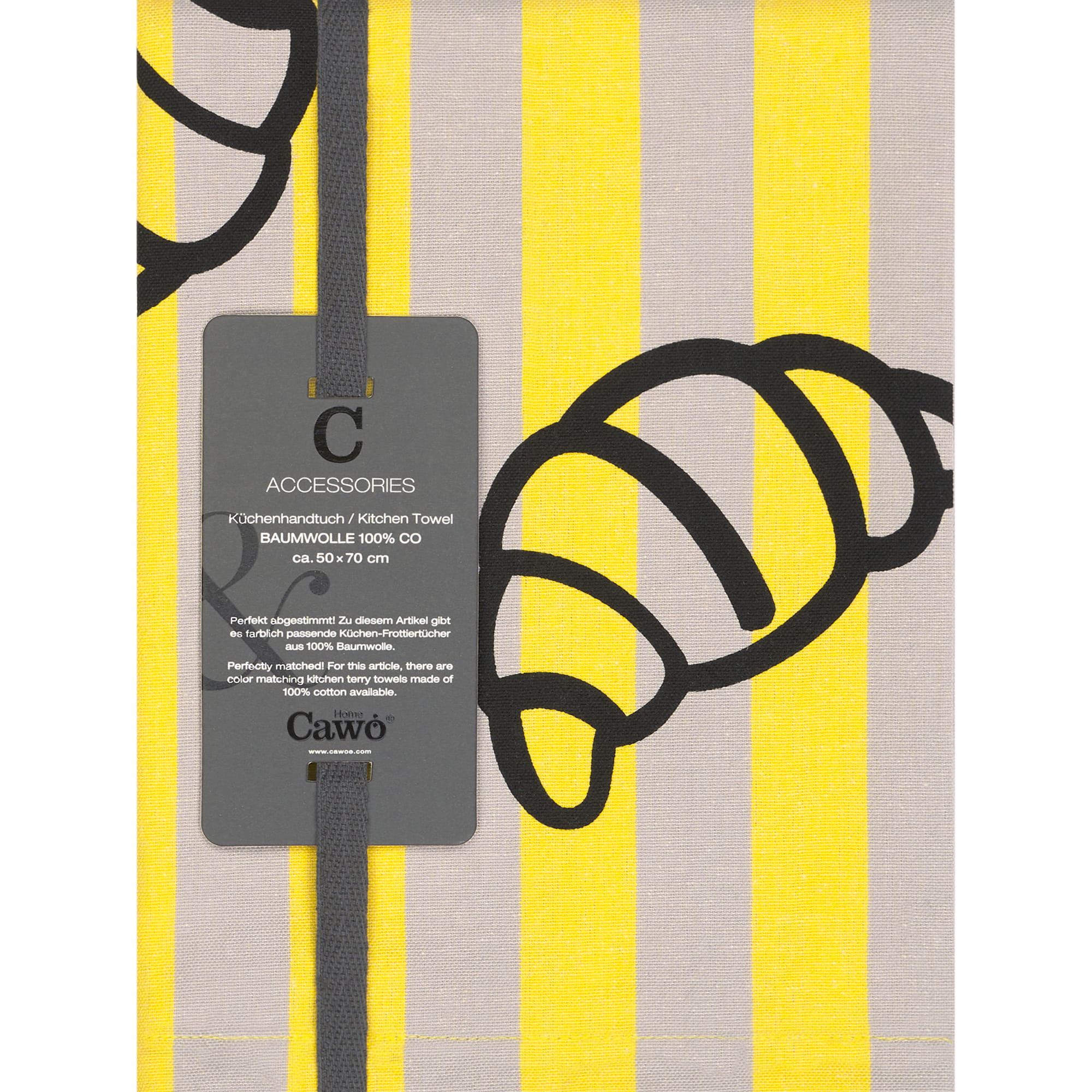 Cawö Home Geschirrtücher Prints & Stripes Croissants 544 stein/gelb - 53 - 50x70 cm