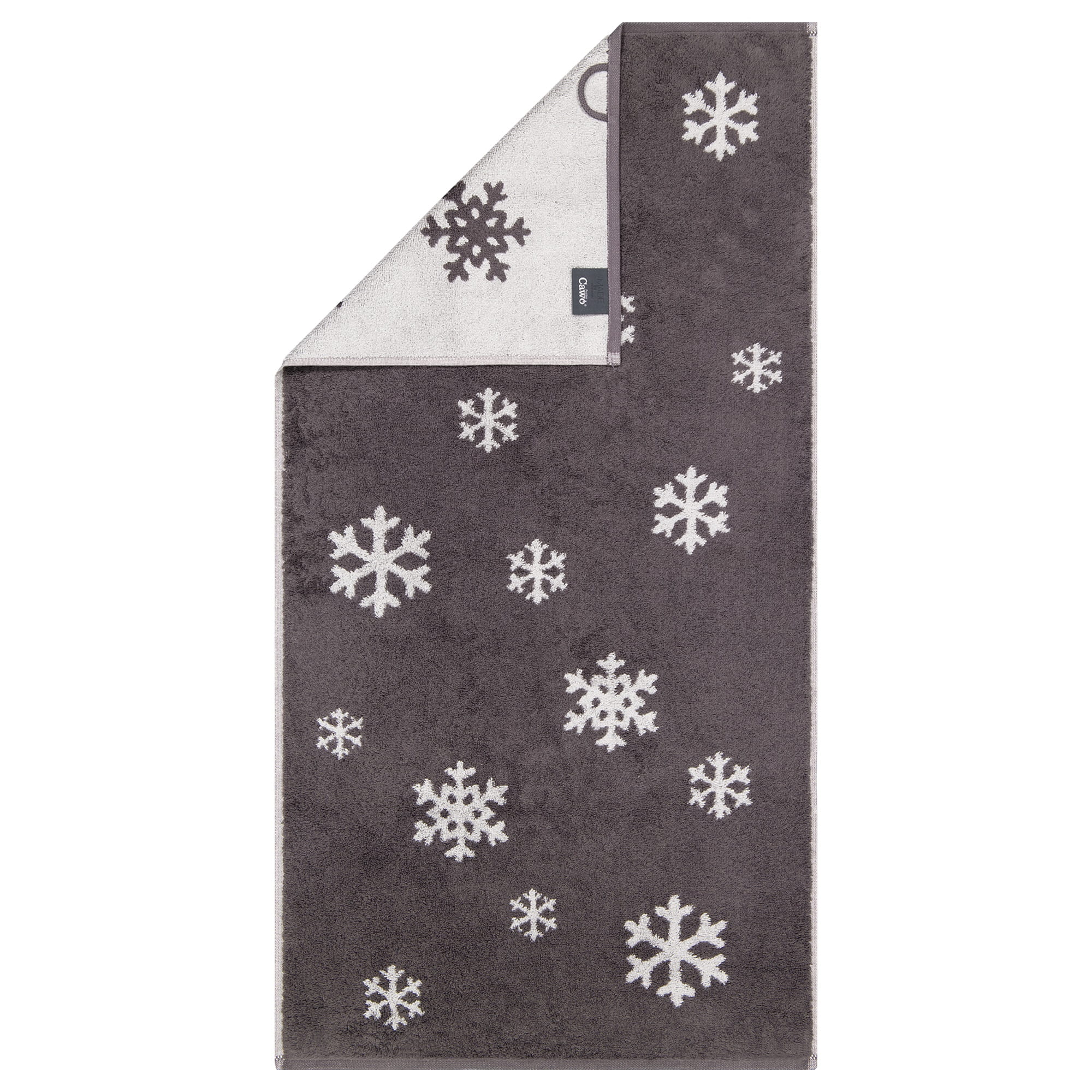 Cawö Handtücher WINTER EDITION Schneekristalle 6270 basalt/platin - 77
