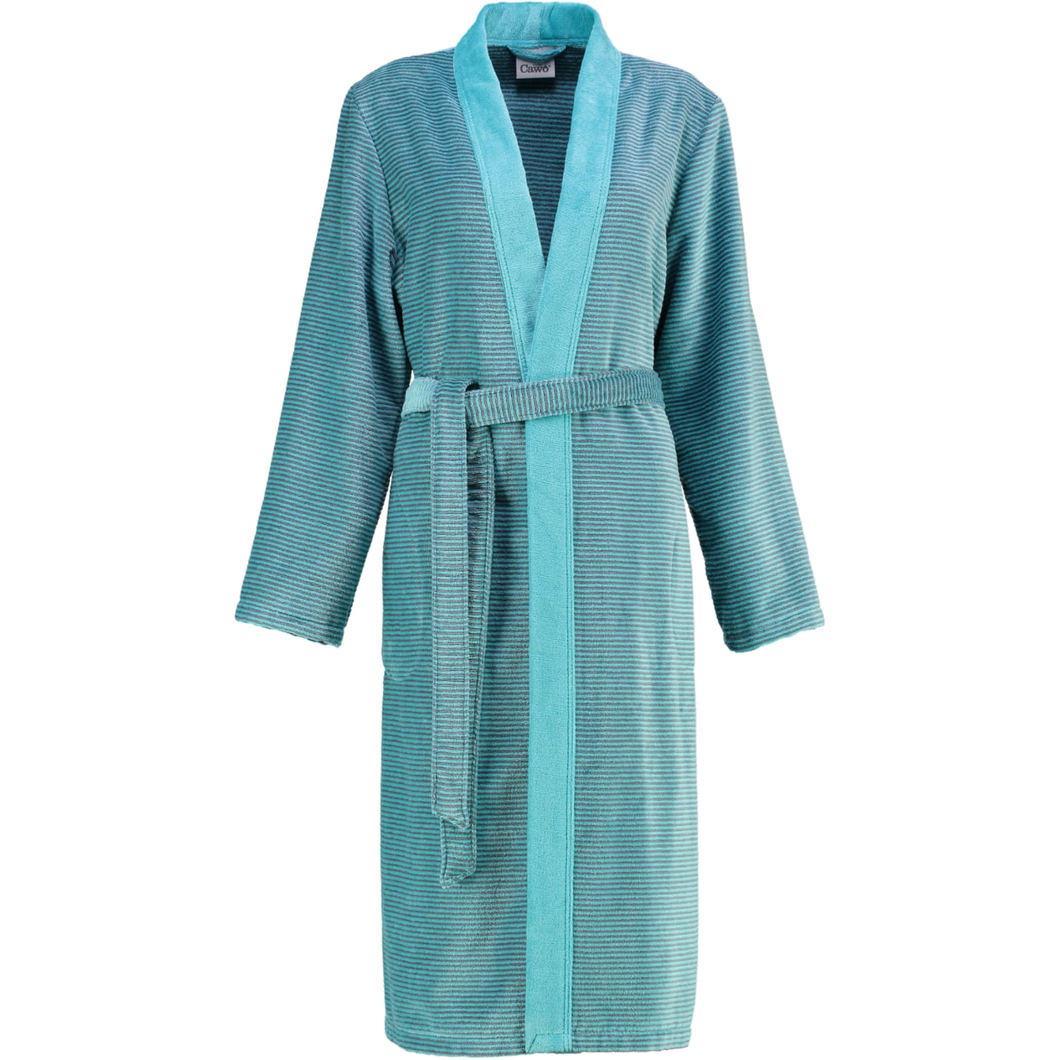 Cawö - Damen Bademantel Two-Tone Kimono 6431- Farbe: türkis - 47