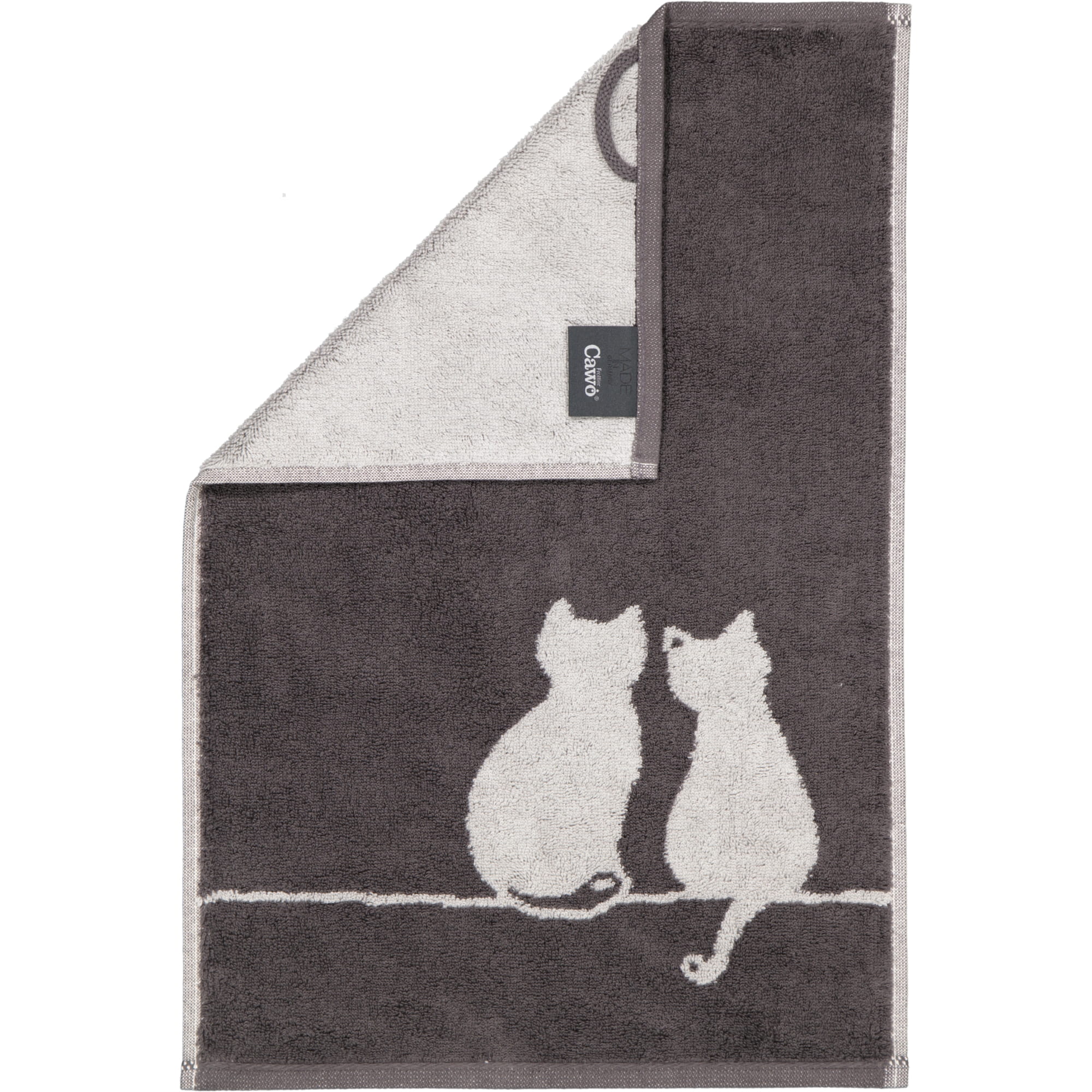 Cawö Handtücher CUTE CATS EDITION You & Me 6263 basalt/platin - 77 - Gästetuch 30x50 cm