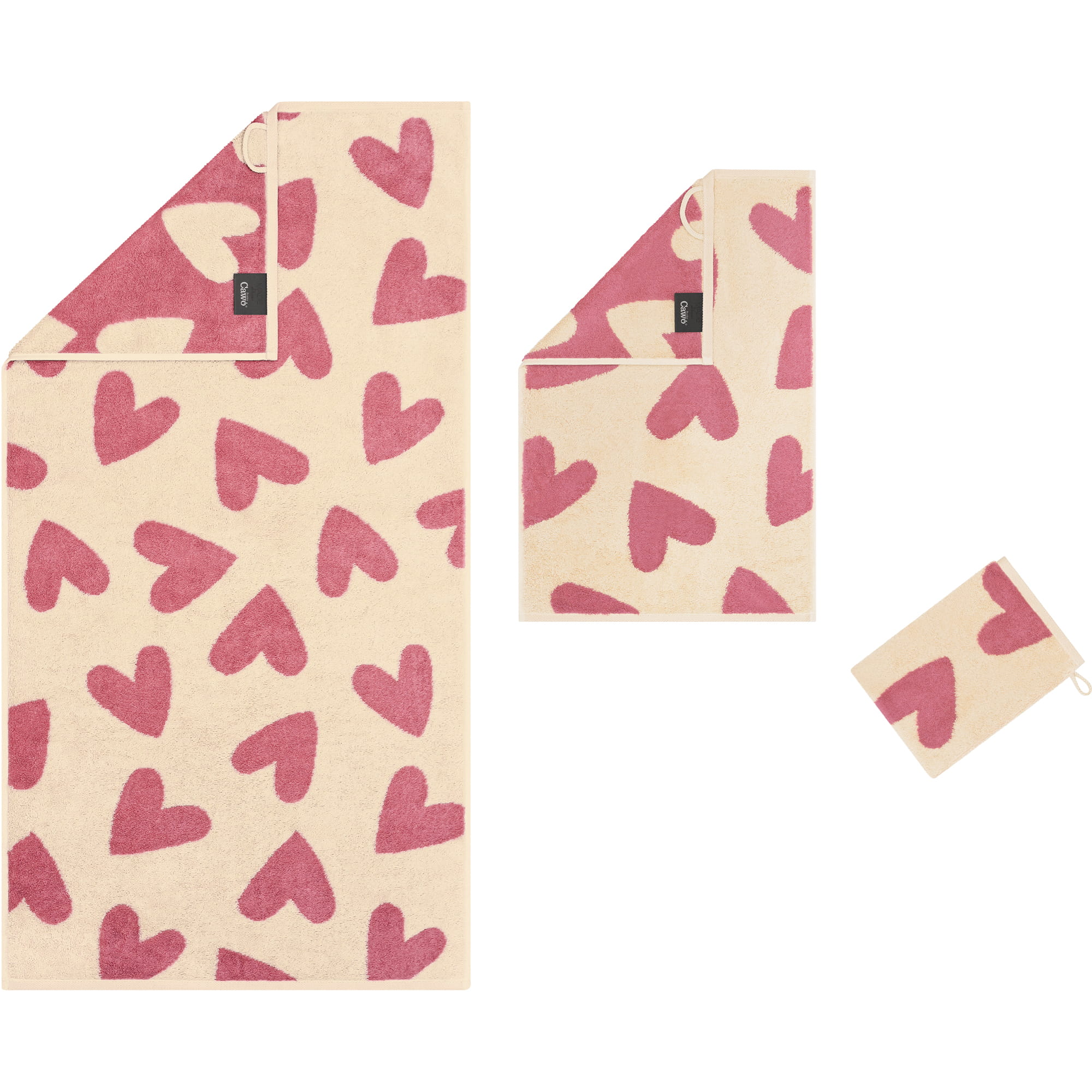 Cawö Handtücher Heart Beats Hearts 6275 beere - 32 - Gästetuch 30x50 cm