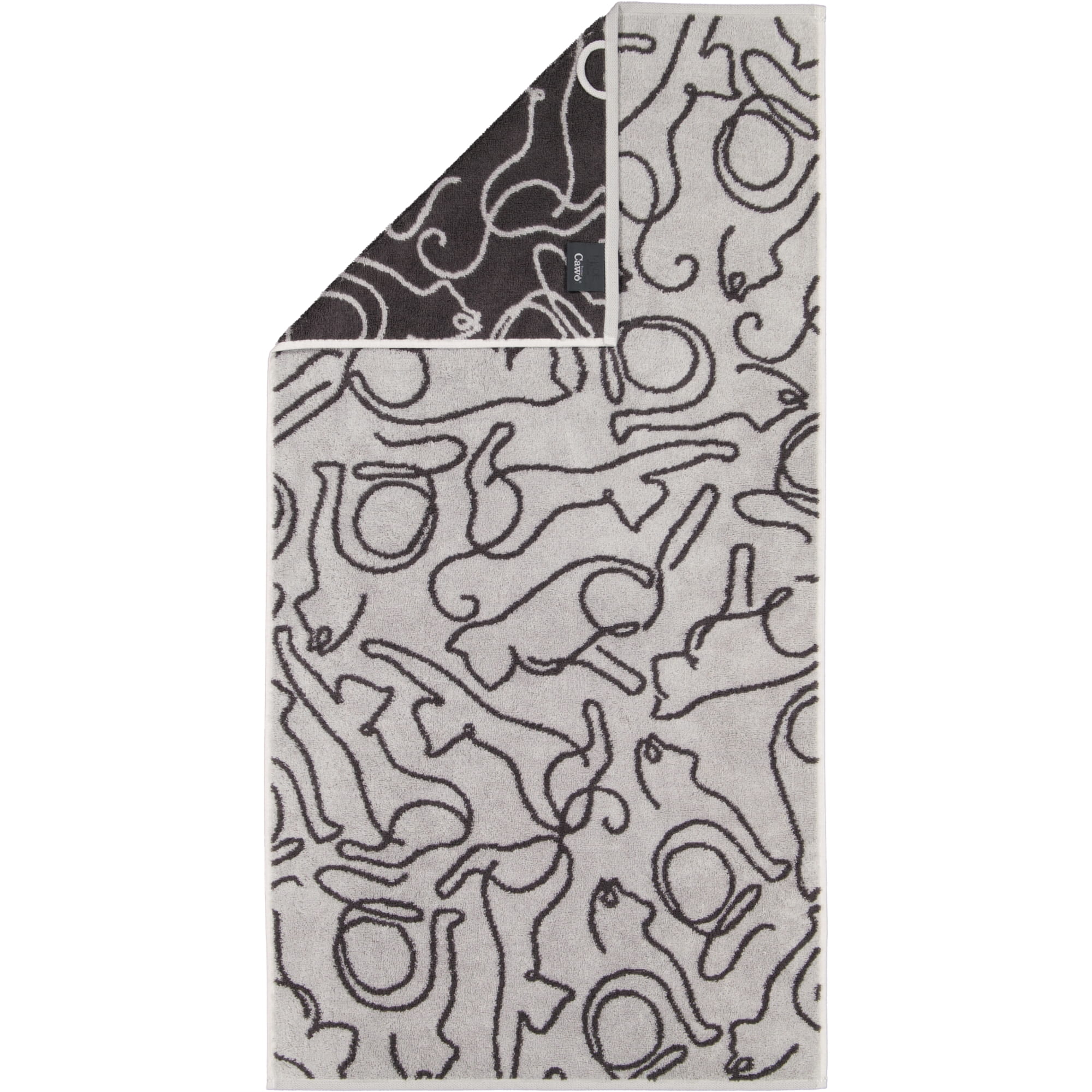 Cawö Handtücher CUTE CATS EDITION Cats 6264 platin/basalt - 70 - Handtuch 50x100 cm