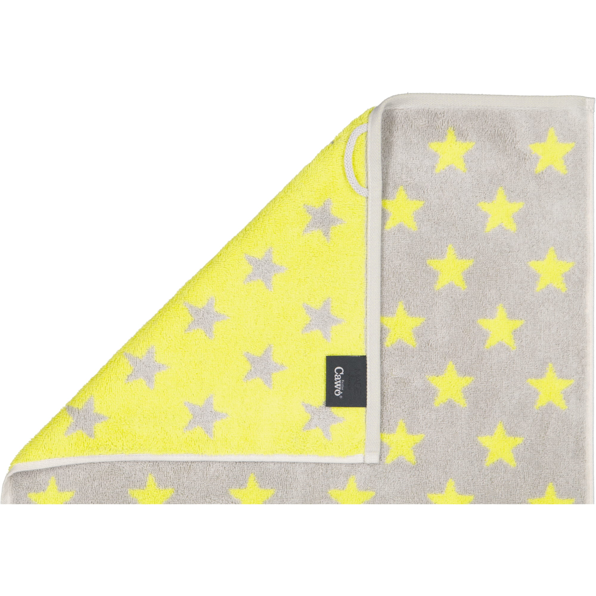 Cawö Handtücher NEW STARS Sterne klein 6261 platin/lime - 75 - Gästetuch 30x50 cm