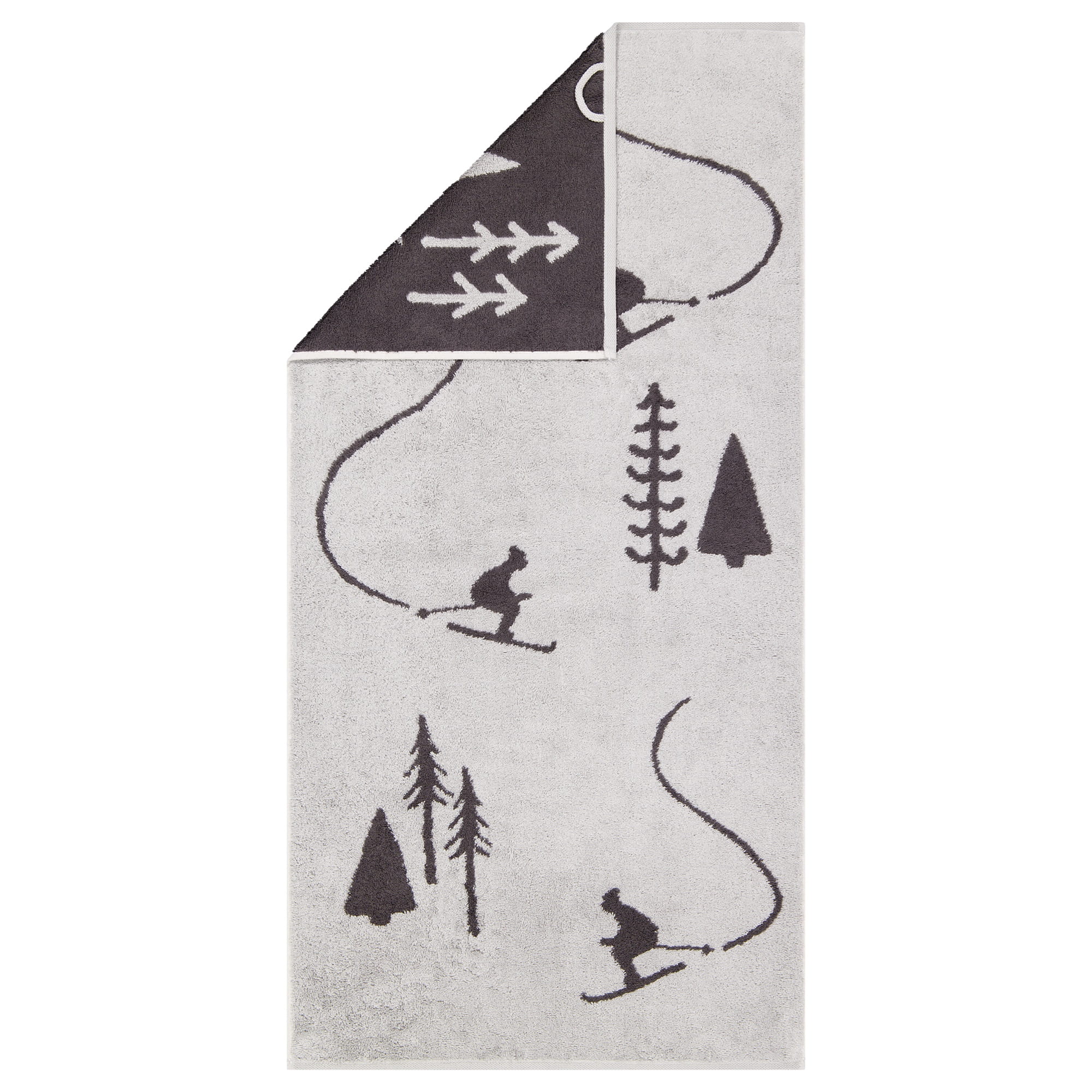 Cawö Handtücher WINTER EDITION Skifahrer 6272 platin/basalt - 70 - Handtuch 50x100 cm