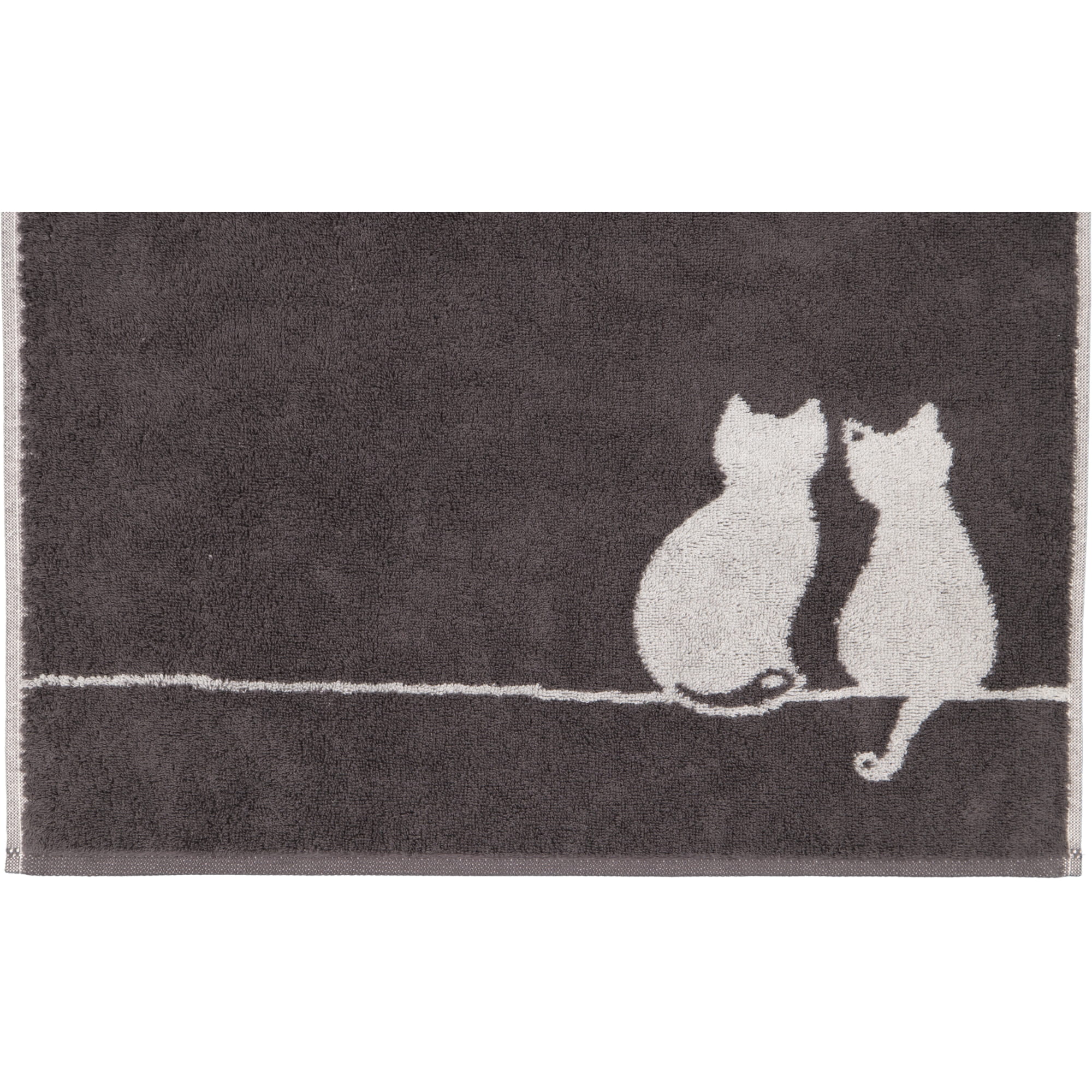 Cawö Handtücher CUTE CATS EDITION You & Me 6263 basalt/platin - 77 - Gästetuch 30x50 cm