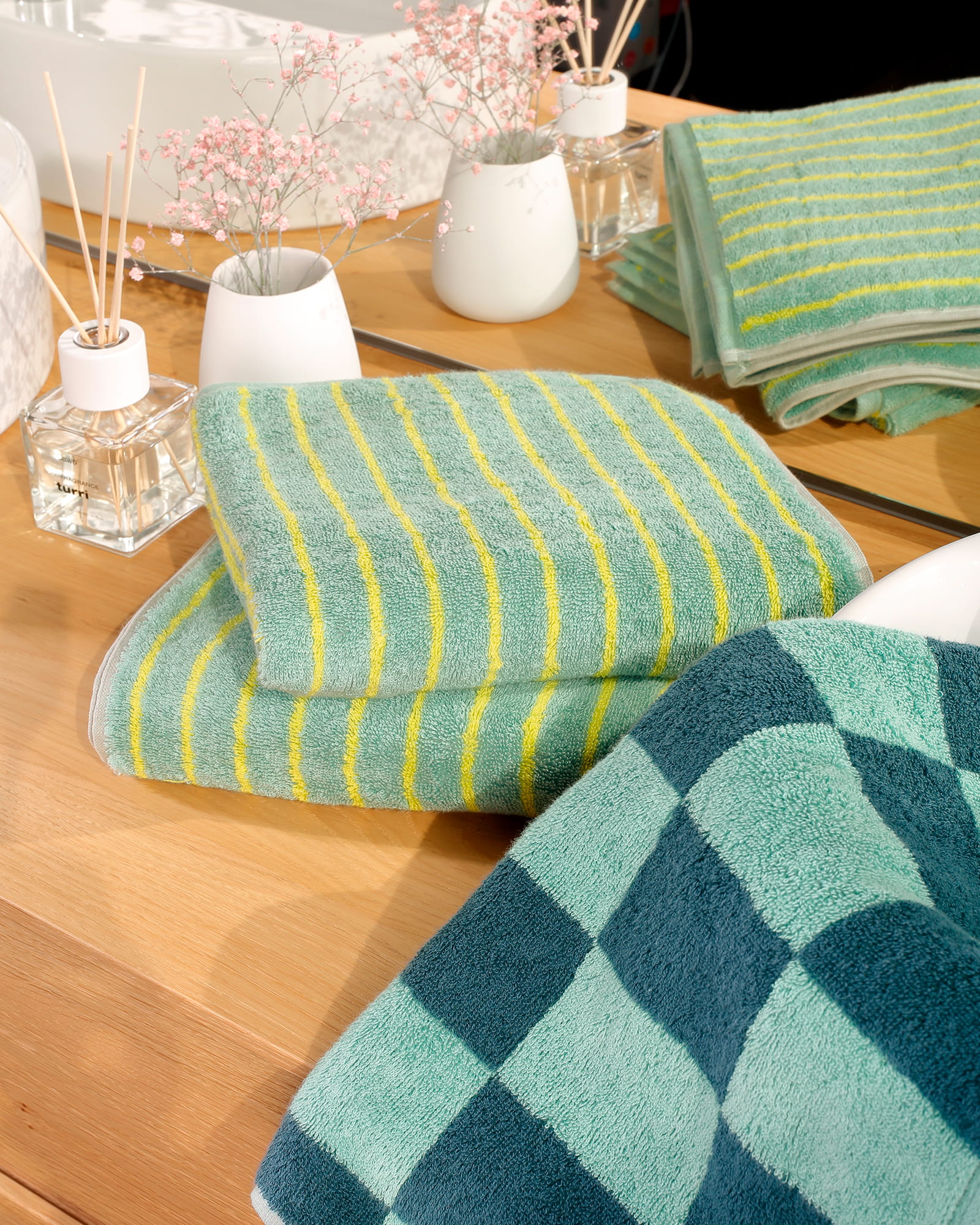 Cawö Handtücher Weekend Streifen 6296 grün/lemon - 40 - Duschtuch 70x140 cm