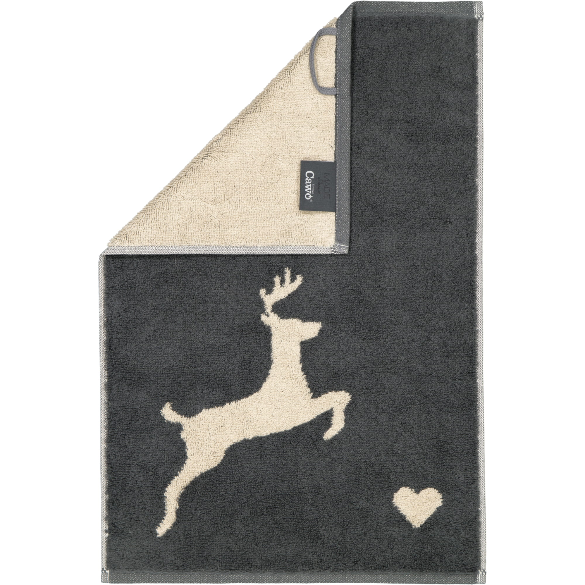 Cawö Handtücher Alpenchic Edition Hirsche 6228 granit - 73 - Gästetuch 30x50 cm