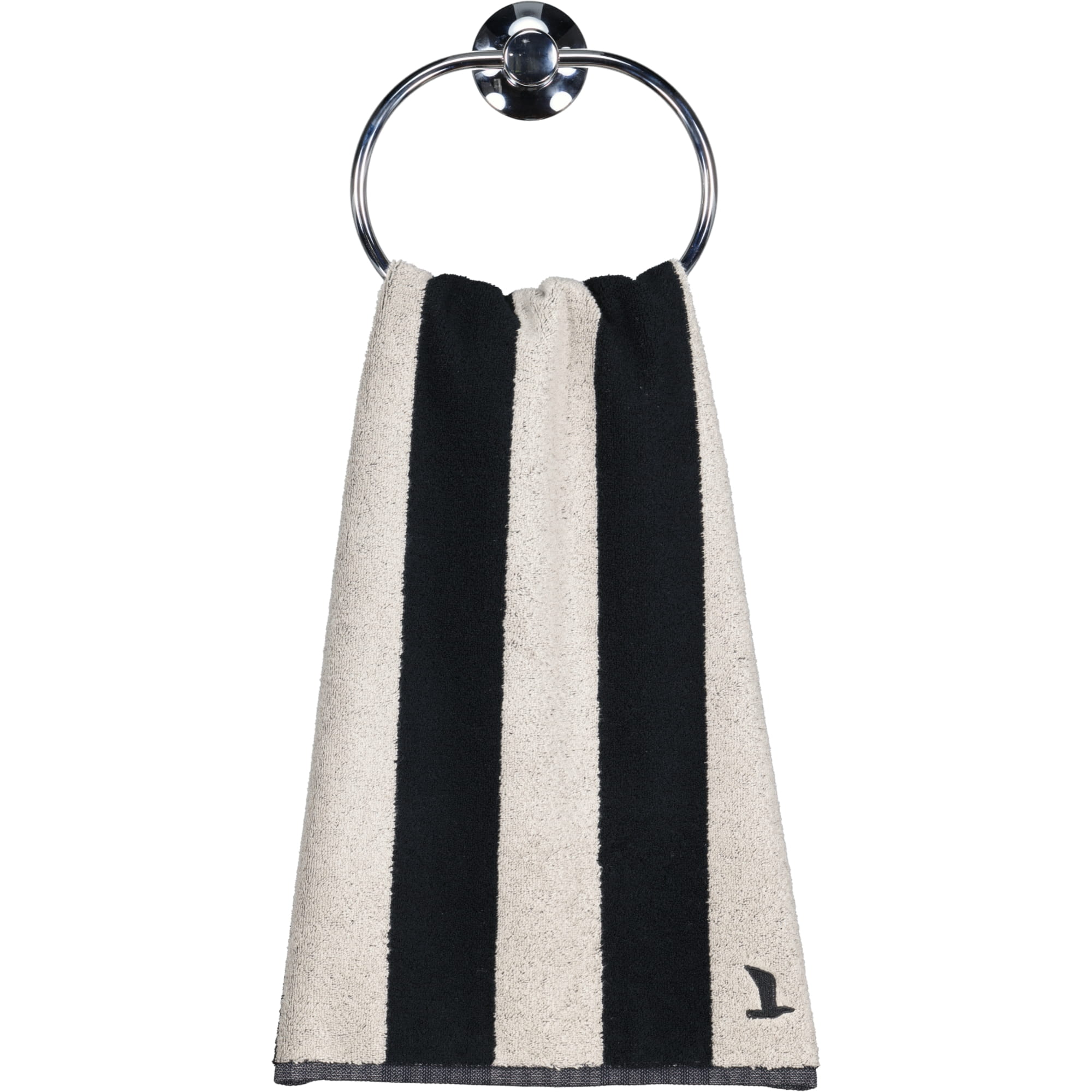 Möve Handtücher Superwuschel Blockstreifen black/cashmere - 082 - Handtuch 50x100 cm
