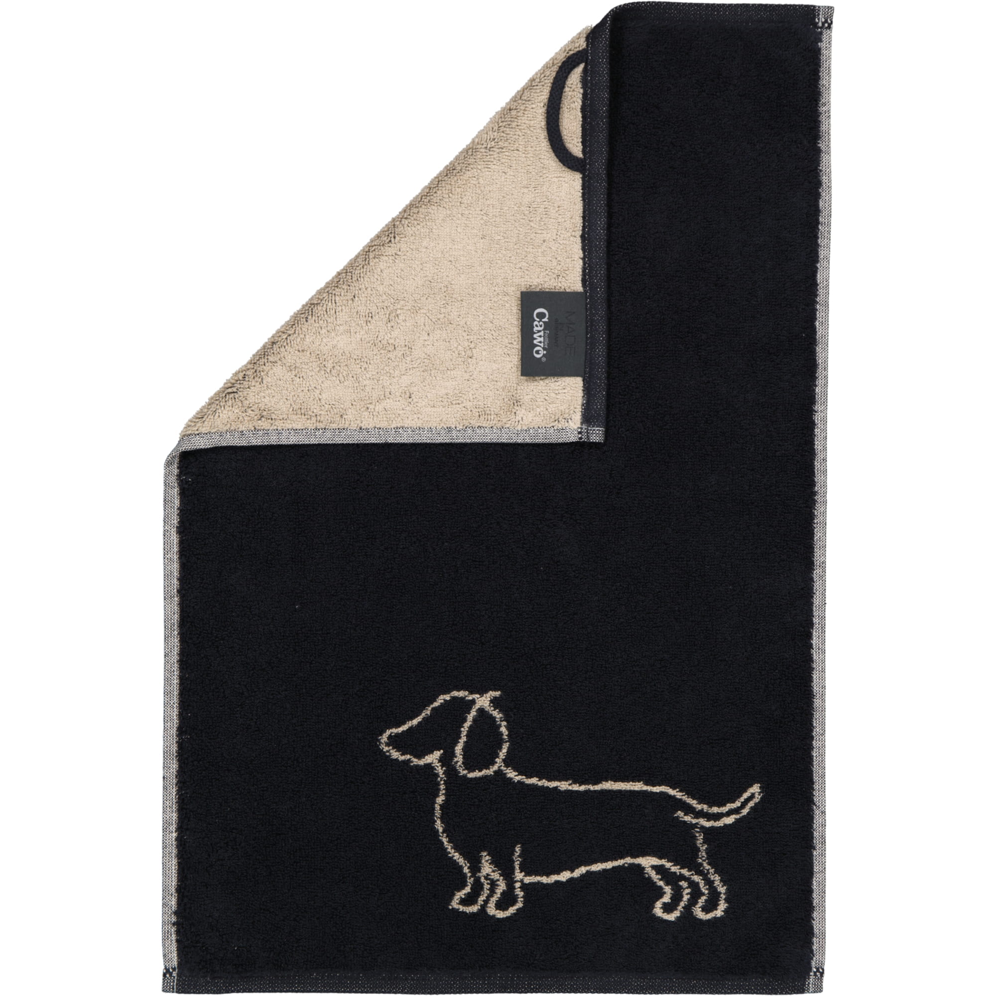 Cawö Handtücher WE LOVE DOGS Companion 6248 Schwarz-Beige - 93 - Gästetuch 30x50 cm