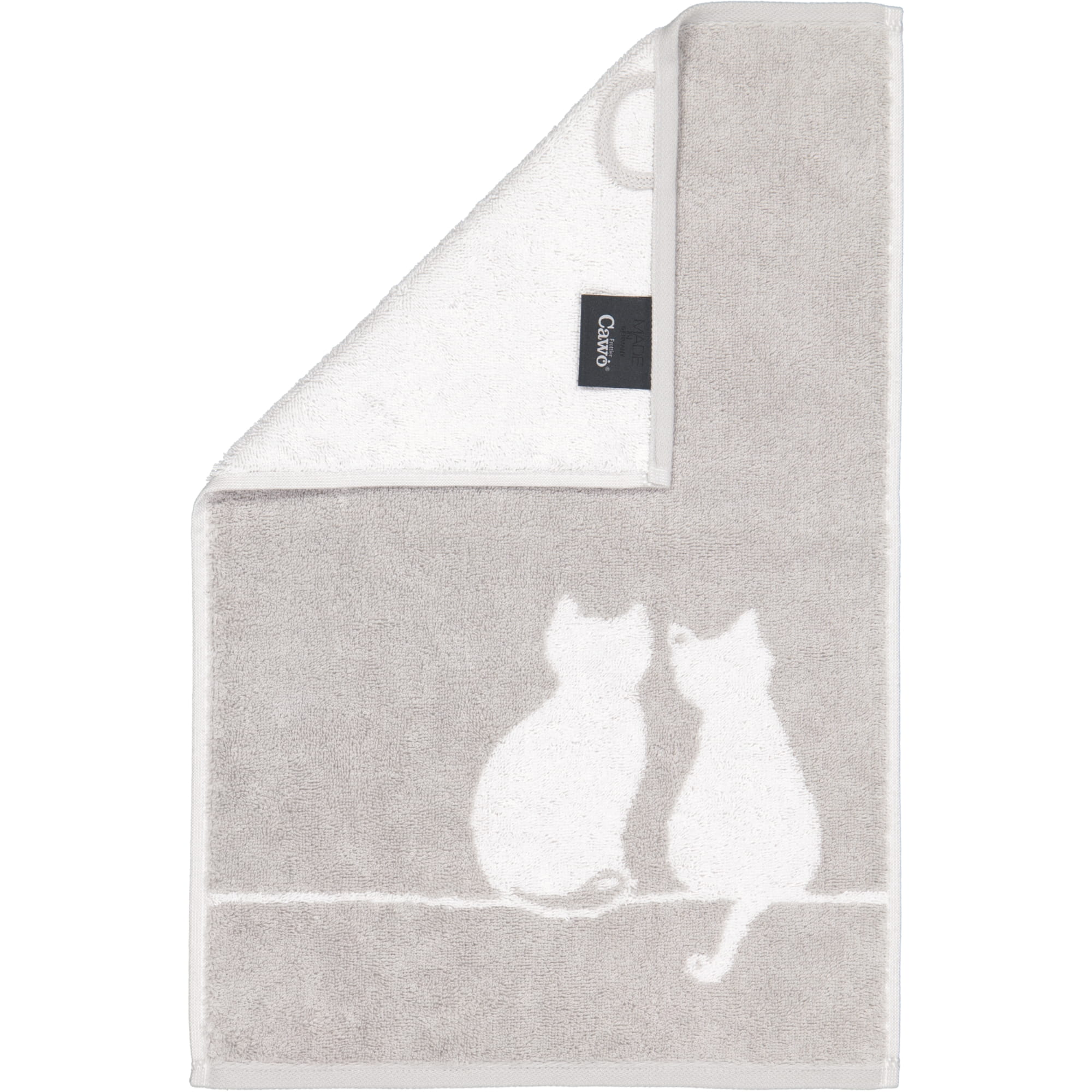 Cawö Handtücher CUTE CATS EDITION You & Me 6263 platin/weiß - 76 - Gästetuch 30x50 cm