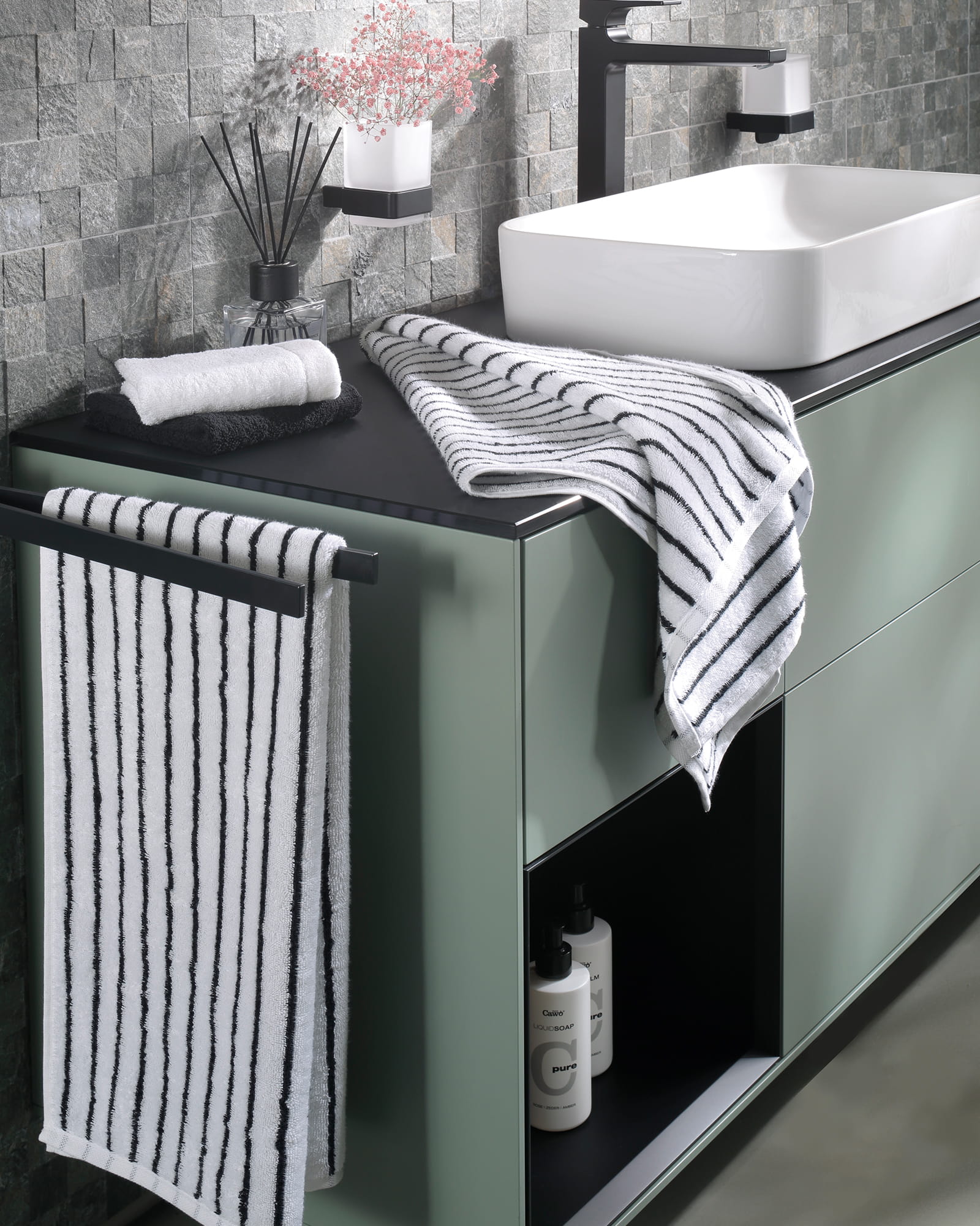 Cawö Handtücher Black&White Ringel 6280 schwarz/weiß - 96